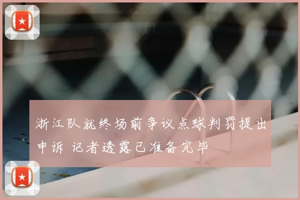 浙江队就终场前争议点球判罚提出申诉 记者透露已准备完毕